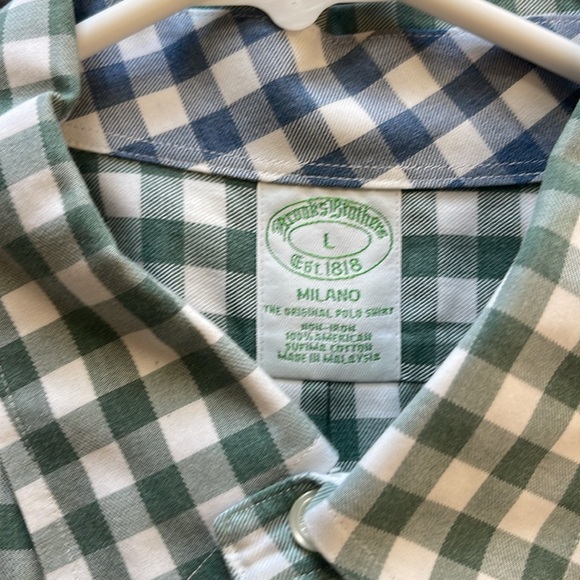 Brooks Brothers - Sage / White check button down - L - USA Supima Cotton - Picture 2 of 4
